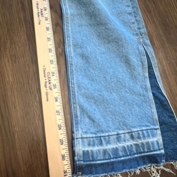 NWT American Eagle stretch raw hem women’s festival wide leg jeans. Size 12 Reg - Picture 11 of 14